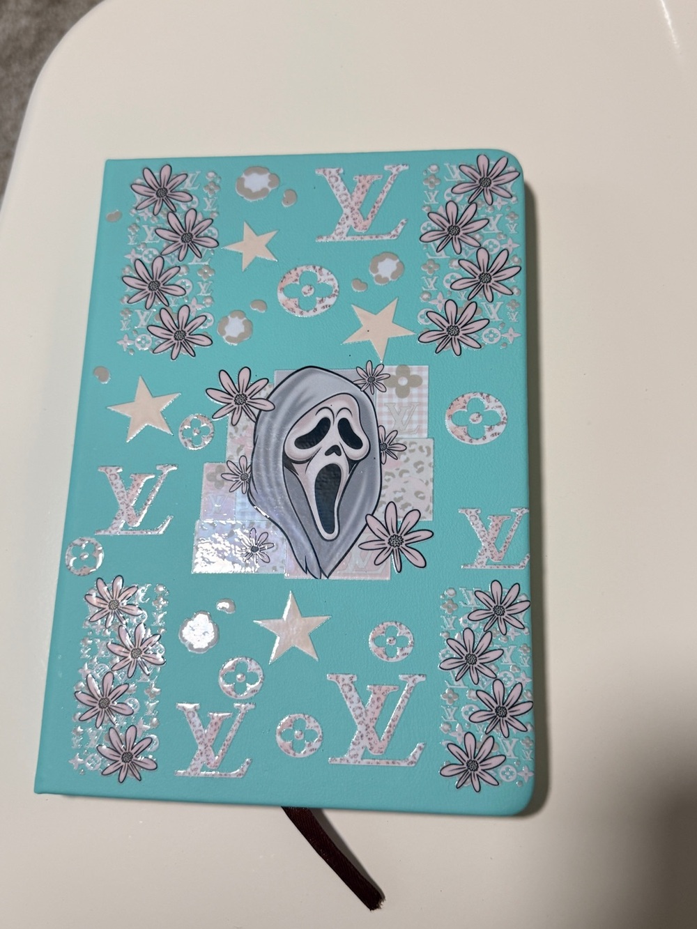 Turquoise Floral & Mask Hardcover Notebook